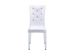Chaises de salle à manger lot de 2 à dossier rembourré - pieds métal chromé, pvc effet crocodile blanc