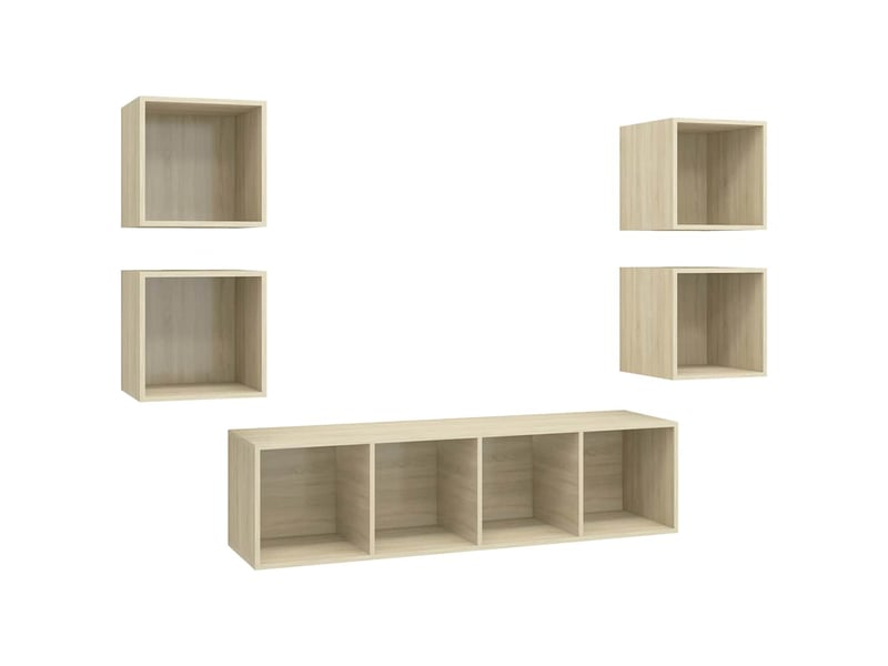  Ensemble de meubles tv 5 pcs chêne sonoma bois d'ingénierie shl60177  - Conforama A