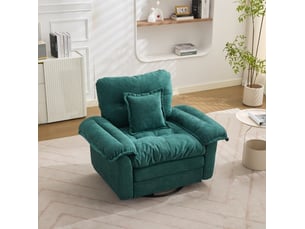Fauteuil pivotant 360° 1 place en tissu vert, coussin de soutien et assise à ressorts ensachés pour se détendre