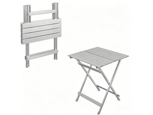 Table de camping pliante 50,5x47x59,5 cm – argenté – légère, portable et charge jusqu'à 25 kg