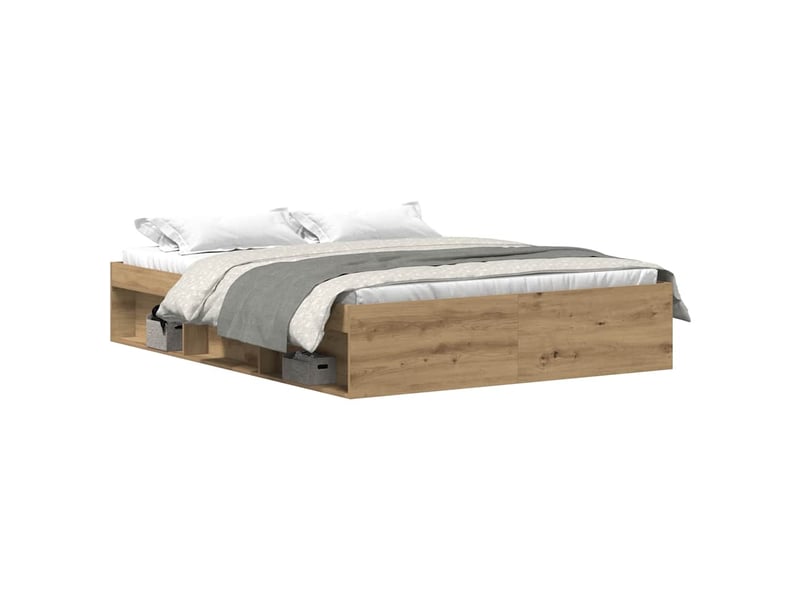  Lit double- lit adulte -  cadre de lit sans matelas en chêne massif 150 x 200 cm bois d'ingénierie  - Conforama A