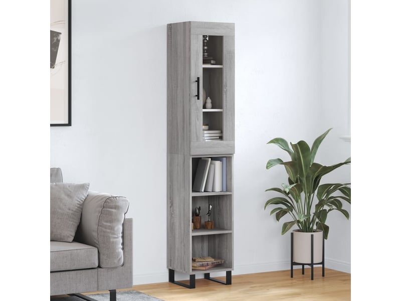  Buffet haut - bahut - meuble de rangement sonoma gris 34,5x34x180 cm bois d'ingénierie  - Conforama B