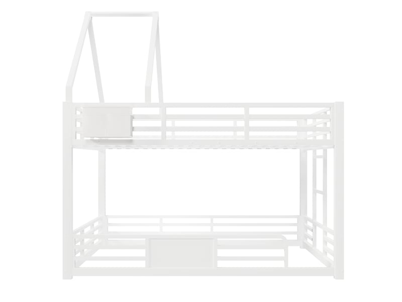 Lit superposé 140 x 200 cm, en métal, avec éclairage led et barrières de sécurité, blanc - Conforama A