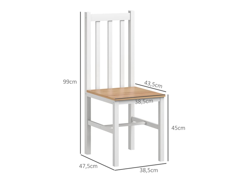  Lot de 4 chaises de salle à manger en pin massif naturel 38,5 x 47,5 x 99 cm  - Conforama C