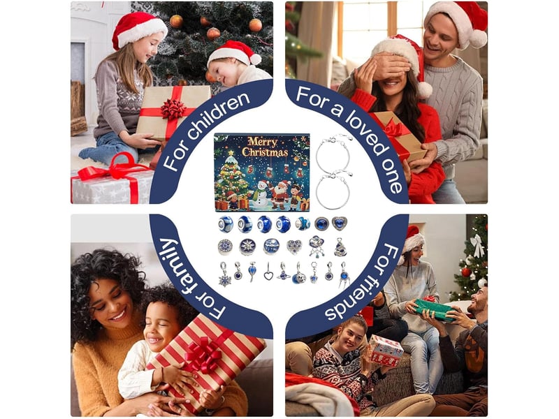 Calendrier de l'avent bijoux – pendentifs, boucles d'oreilles et bracelets à charms, compte à rebours de noël - Conforama E