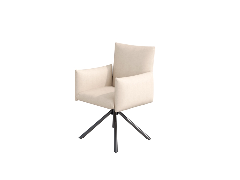  Lot de 4 chaises de salle à manger pivotantes 360° en velours beige  - Conforama A
