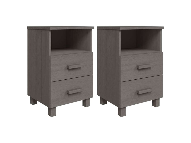  Lot de 2 tables de chevet - cabinet de chevet - table de nuit hamar gris clair 40x35x62 cm bois massif  - Conforama A