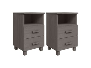 Lot de 2 tables de chevet - cabinet de chevet - table de nuit hamar gris clair 40x35x62 cm bois massif