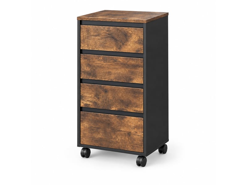  Caisson de bureau mobile 40 x 40 x 70 cm noir chêne foncé, panneaux de bois, 3 tiroirs pour dossiers a4  - Conforama A