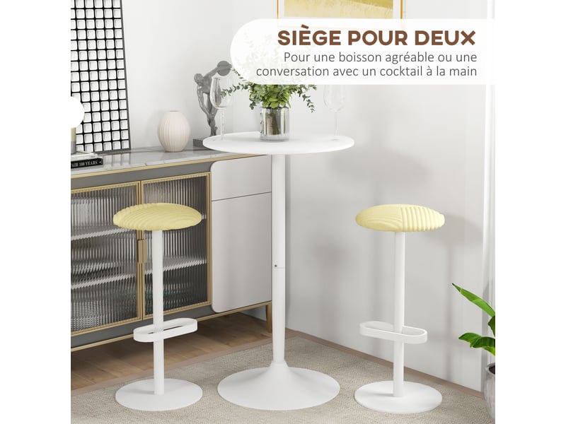  Table de bar ronde table de bistro mange-debout table de cuisine style contemporain plateau peint et cadre en acier  - Conforama D