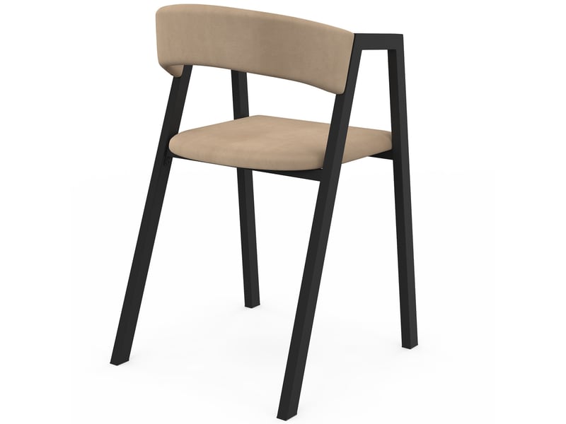  Lot de 4 chaises camille en métal noir et velours taupe avec accoudoirs  - Conforama D