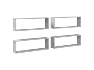 Lot de 4 étagères cube murales, armoires de rangement gris béton bois d'ingénierie cf42746