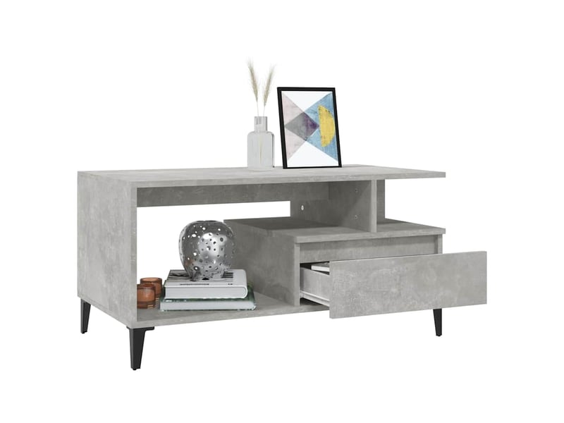  Table basse - table de salon - table à thé gris béton 90x49x45 cm bois d'ingénierie  - Conforama D