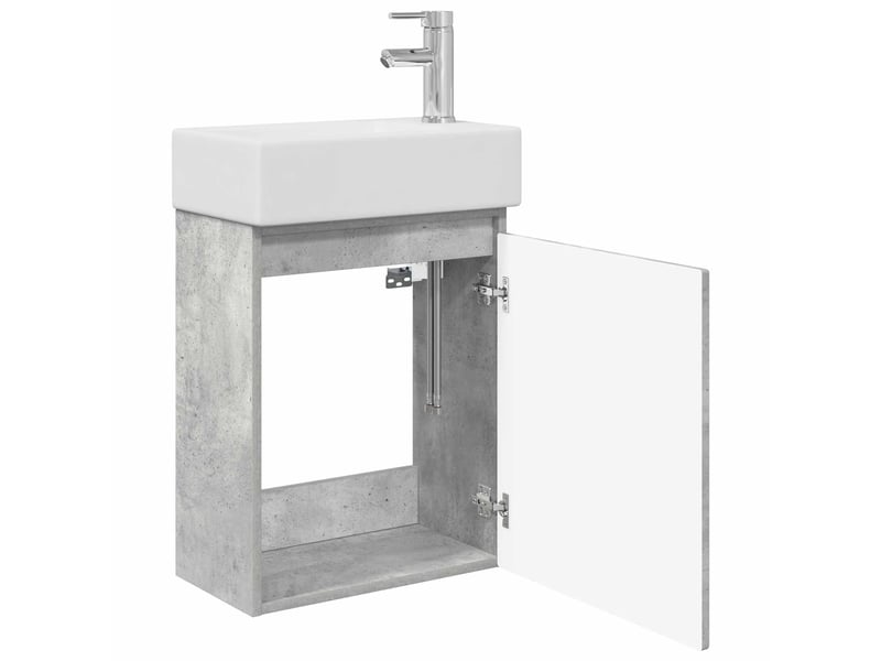  Meuble de rangement salle de bain avec robinet gris béton shl4888  - Conforama D