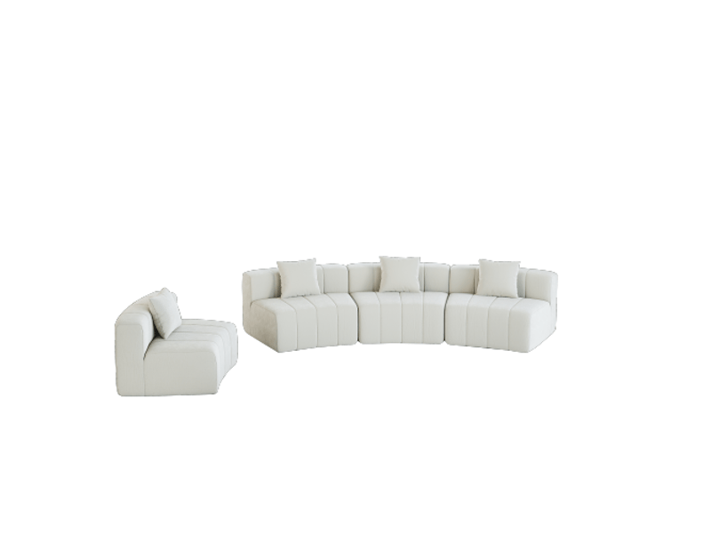  Canapé 4 places, canapé de salon, en chenille, forme incurvée, pour salon, chambre, mobilier pour espace de vie, bureau  - Conforama B