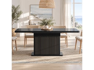 Table à manger extensible avec rangement - portes à relief vertical, mdf métal noir 120 × 80 × 76 cm