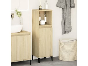 Meuble salle de bain rangement, commode chêne sonoma 30x30x100 cm shl7030