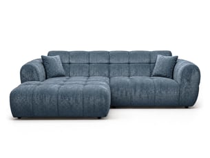 Canapé d'angle gauche fixe BESTMOBILIER MINI RAY 4 places Tissu Bleu