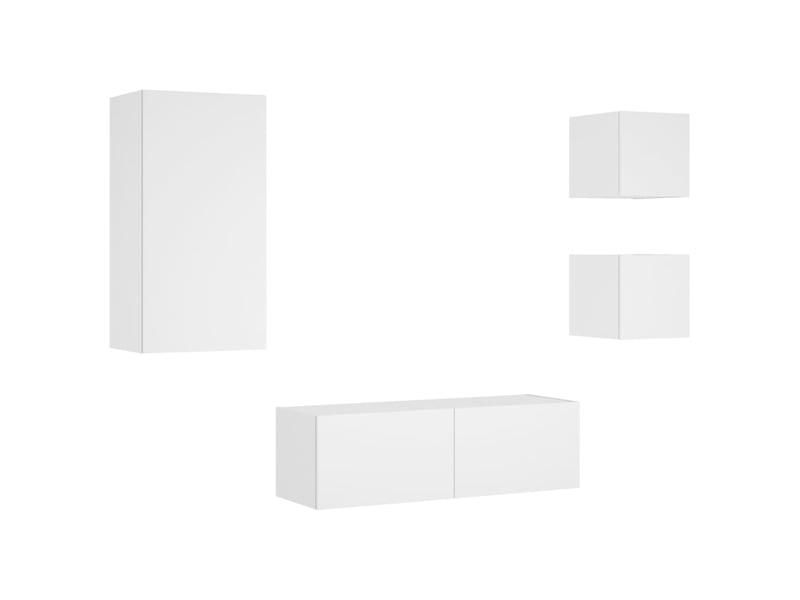  Meuble tv - banc tv - meuble de rangement muraux 4 pcs avec lumières led blanc  - Conforama C