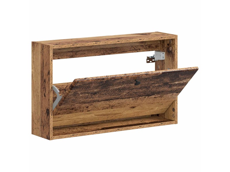  Meuble à chaussures mural, armoire à chaussures breda 71x17x43 cm bois ancien  - Conforama C