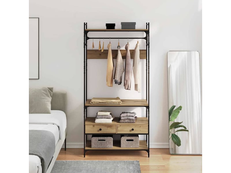 Armoire chambre, armoire de rangement chêne artisanal 89x39x184.5 cm bois d'ingénierie - Conforama B