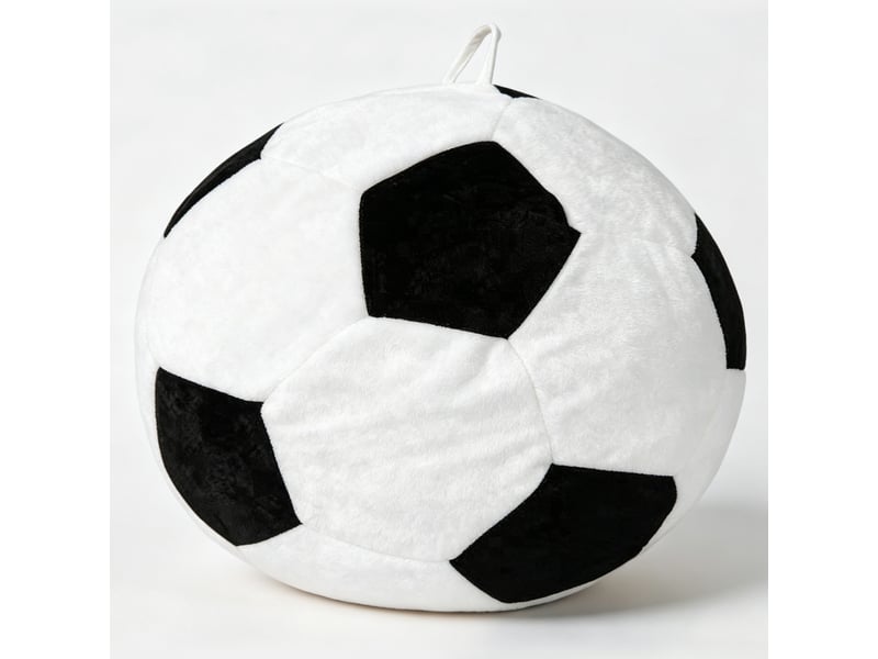  Fauteuil simple - 130x90cm - fauteuil pouf géant motif ballon de football en mousse et flannel doux - noir et blanc  - Conforama A