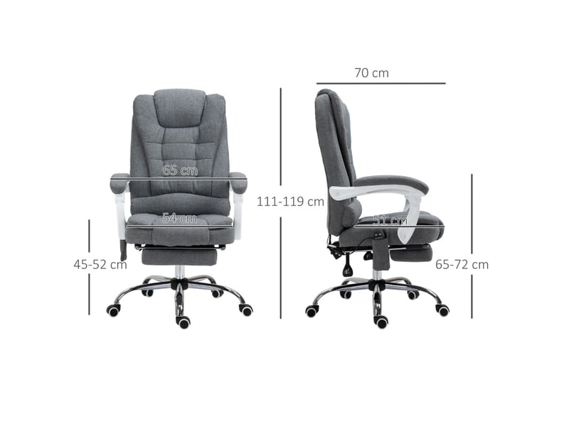 Fauteuil de bureau gris avec massage, chauffage et repose-pieds, dossier inclinable et hauteur réglable - Conforama C