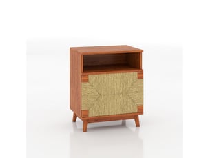 Lot de 2 tables de chevet boho 48x35x58 cm avec porte, marron