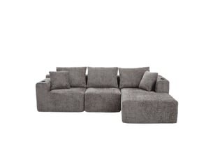 Canapé d'angle modulable sans montage 261x165 cm - canapé en l gris avec porte-gobelets