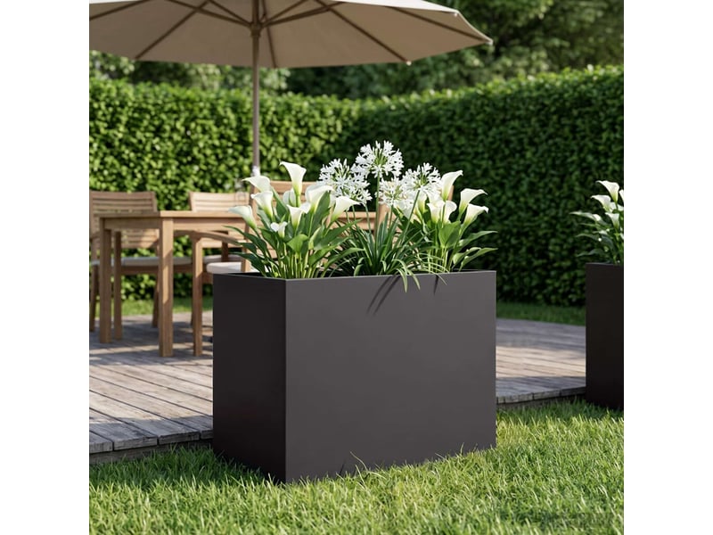 Jardinière - cache-pot de jardin noir 50 x 40 x 50 cm acier laminé à froid - Conforama B