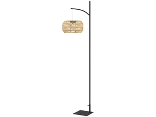 Lampadaire arc solaire extérieur en rotin tressé bohème lampe led crépusculaire ip44 jardin 178 cm