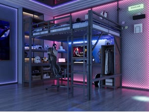 Lit mezzanine 90x200 cm <strong>LEYTN</strong>  <strong></strong> coloris noir