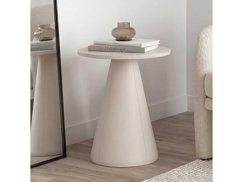  Lot de 2 tables d'appoint rondes, bouts de canapé, tables de chevet eleonore 40 cm métal beige  - Conforama B