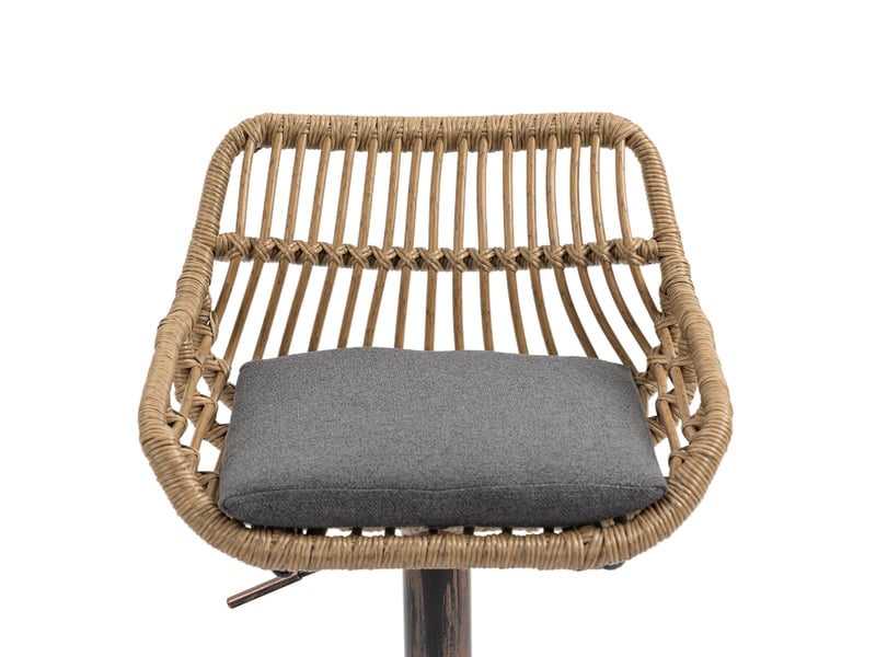  Lot de 2 chaises 49 x 48 x 89-109 cm design rétro, assise en lin, robuste et confortable, rotin pe et base métal, gris  - Conforama R