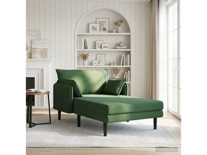  Vidaxl grande méridienne vert foncé tissu en velours côtelé  - Conforama B