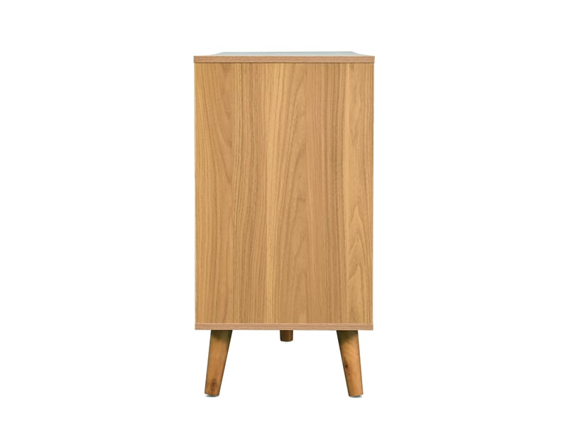  Buffet 6 tiroirs 120x40x76,5 cm meuble de rangement en panneau de particules couleur noyer avec poignées métalliques  - Conforama R