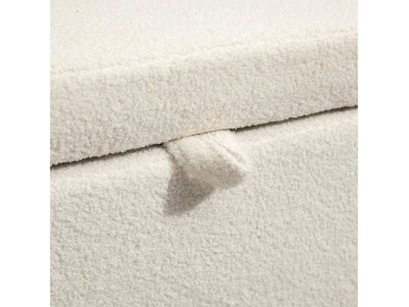  Banc de rangement 114,5 x 40 x 48 cm blanc crème, polyester aspect polaire, coffre de 69 l avec couvercle  - Conforama E