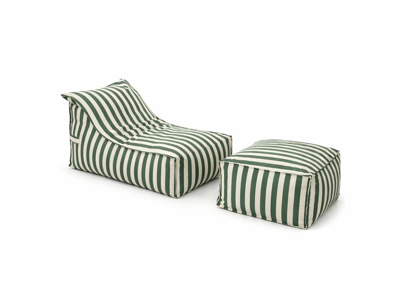 Ensemble de poufs d’extérieur rayés vert déperlant positano  - Conforama A