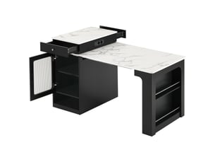Îlot de cuisine sur roulettes table extensible 80 x 71-151 cm multiprise tiroir meuble bar noir