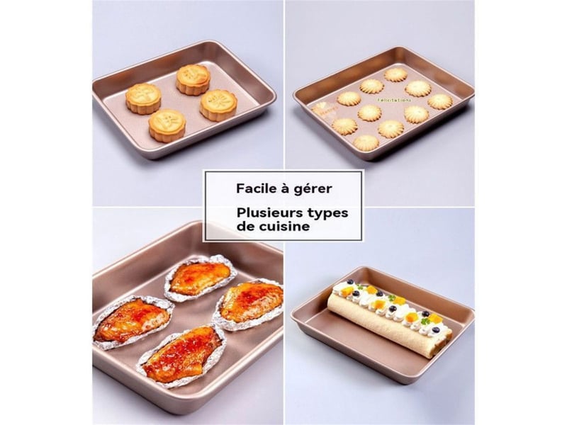  Plateaux four antiadhésifs lot de 3 acier carbone 22 28 32 cm finitions inox empilables 400289_AABBY09701_6_DROPFR - Conforama E