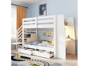 Lit superposé 90x200 cm <strong>COVREO </strong>  <strong></strong> coloris blanc