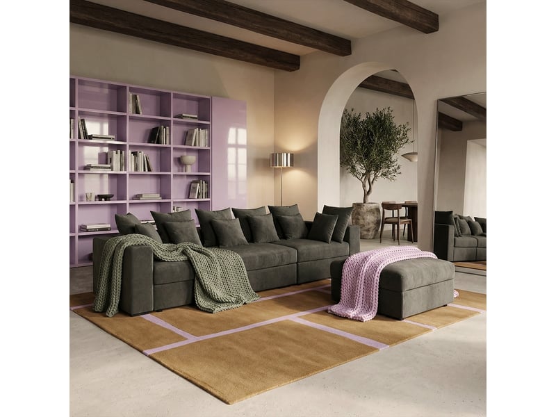  Canapé modulaire déhoussable made in italy avec pouf et coussins cortina a - gris  - Conforama B