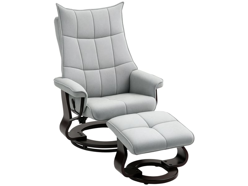  Fauteuil inclinable avec repose-pieds, pivotant, aspect velours, dossier réglable, jusqu'à 150 kg, gris  - Conforama A