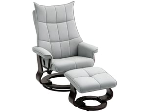 Fauteuil inclinable avec repose-pieds, pivotant, aspect velours, dossier réglable, jusqu'à 150 kg, gris