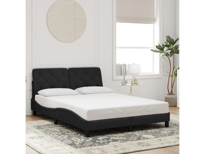  Lit double- lit adulte -  cadre de lit avec led sans matelas noir 120x200 cm velours  - Conforama C