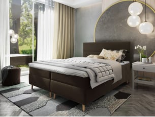 Lit avec rangement 180x200 cm <strong>MASSENO</strong>  <strong></strong> coloris marron