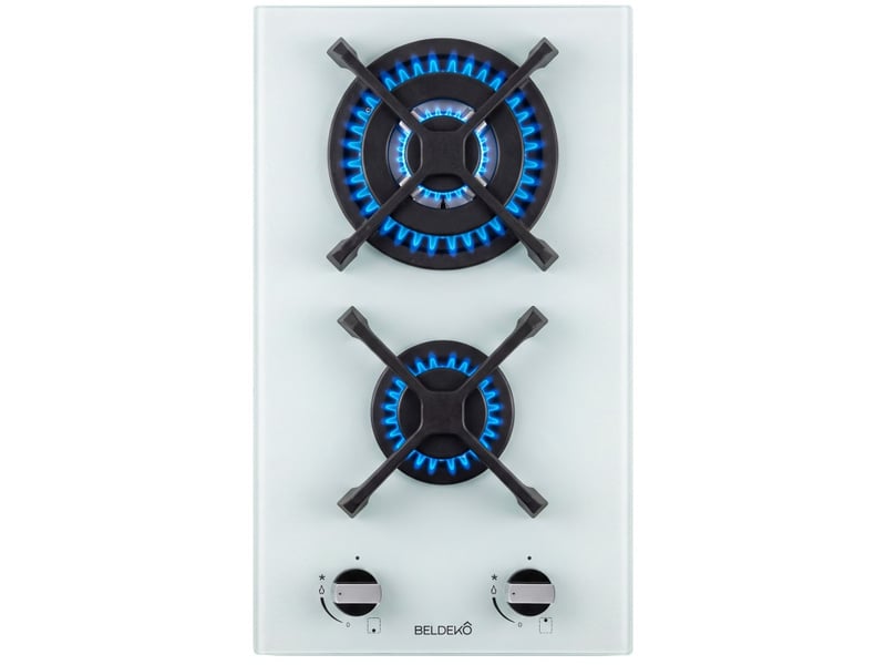  Beldeko plaque de cuisson gaz 2 foyers 5200 w - verre blanc - brûleur double couronne - grilles en fonte - marque française  - Conforama A