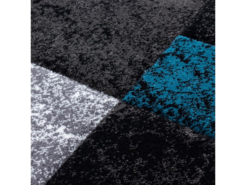 Carre - tapis géométrique à carreaux - noir et bleu 200 x 290 cm HAWAII2002901330TURKIS - Conforama E