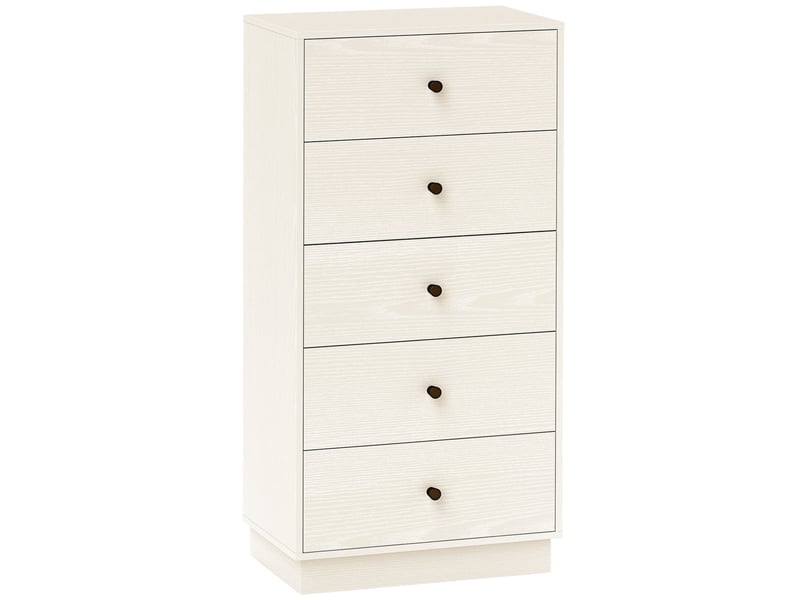  Commode étroite et haute à 5 tiroirs, table d'appoint pour chambre ou entrée avec poignées rondes, 47 x 29 x 95 cm, beige  - Conforama A