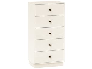 Commode étroite et haute à 5 tiroirs, table d'appoint pour chambre ou entrée avec poignées rondes, 47 x 29 x 95 cm, beige